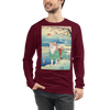 Dog Akita Funny Japanese Ukiyo-e Unisex Long Sleeve Tee - Maroon / S