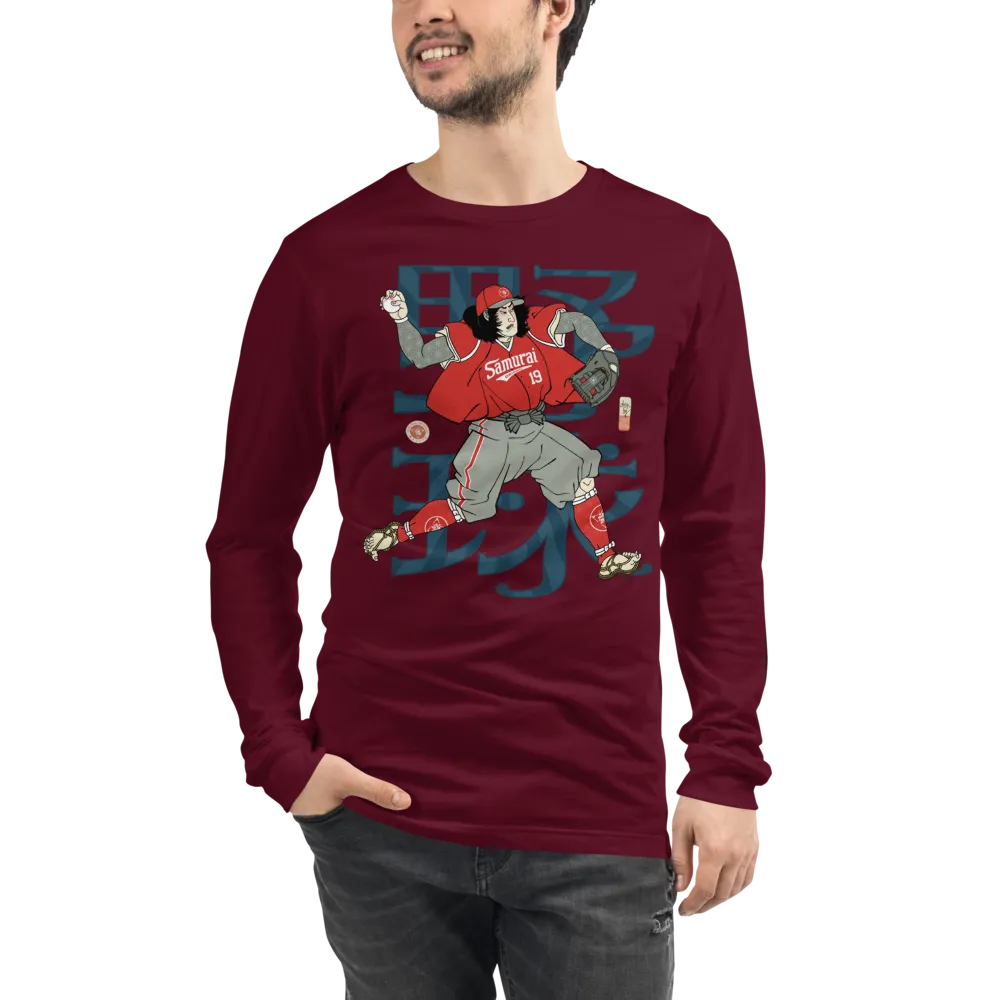 Samurai Baseball Player 3 Sport Ukiyo-e Unisex Long Sleeve Tee - Samurai Original