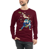 Disc Dog Samurai Japanese Ukiyo-e Unisex Long Sleeve Tee - Maroon / S