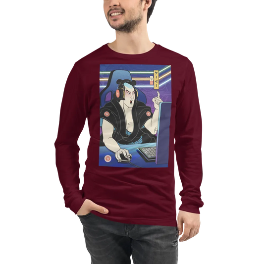 Samurai Gamer 2 Streamer Ukiyo-e Unisex Long Sleeve Tee - Samurai Original