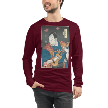 Samurai Ukulele String Instrument Ukiyo-e Unisex Long Sleeve Tee