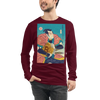 Samurai Bitcoin Mining Ukiyo-e Unisex Long Sleeve Tee - Maroon / S