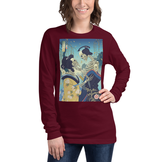 Skeleton Samurai & Geisha Gift For Valentine Unisex Long Sleeve Tee