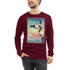 Cat Photographer Funny Japanese Ukiyo-e Unisex Long Sleeve Tee - Maroon / S