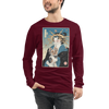 Geisha and Yorkshire Dog Japanese Ukiyo-e Unisex Long Sleeve Tee - Maroon / S