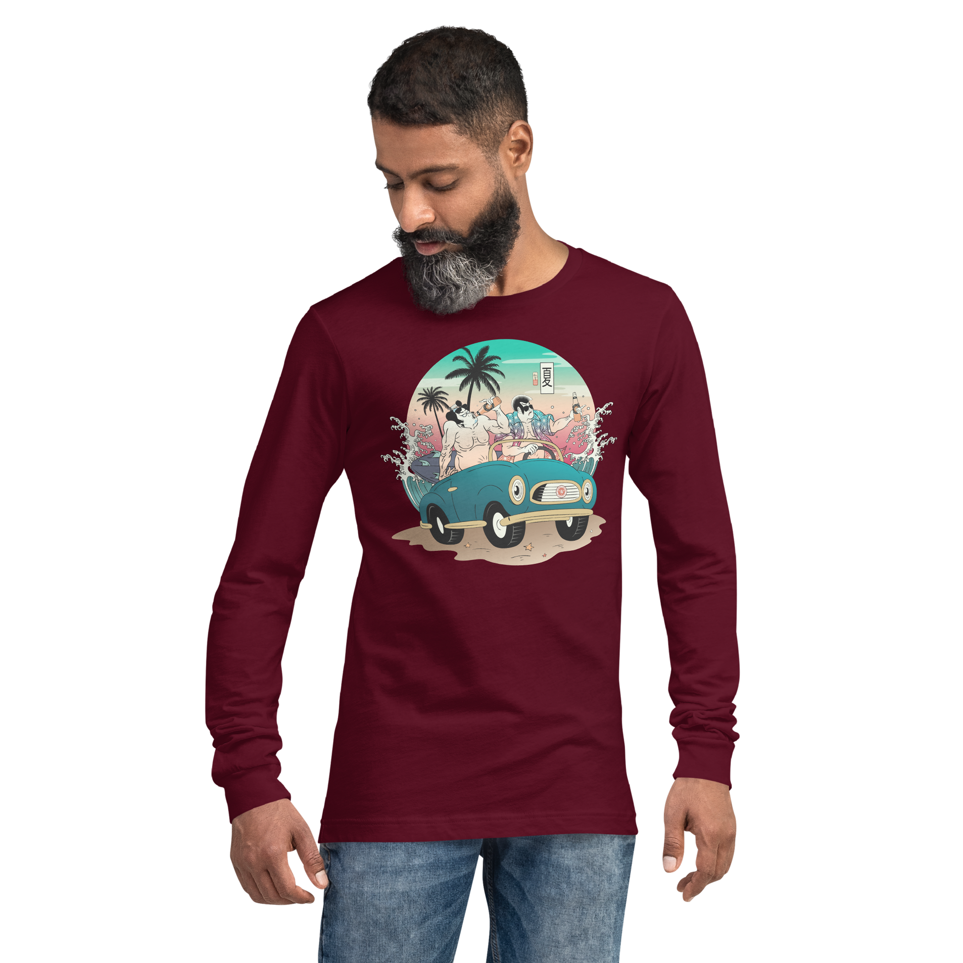 Samurai and Summer Party Ukiyo-e Unisex Long Sleeve Tee - Samurai Original