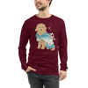 Golden Doodle Dog Funny Japanese Ukiyo-e Unisex Long Sleeve Tee - Maroon / S