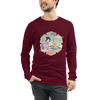 Geisha Groomer Japanese Ukiyo-e Unisex Long Sleeve Tee - Maroon / S