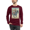 Samurai Horse Racing Ukiyo-e Unisex Long Sleeve Tee - Maroon / S