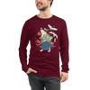 Cat Samurai Funny Ukiyo-e Japanese Unisex Long Sleeve Tee - Maroon / S