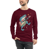 Frog Guitar Bass Funny Japanese Ukiyo-e Unisex Long Sleeve Tee - Maroon / S