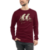 Cat Ride Funny Japanese Ukiyo-e Unisex Long Sleeve Tee - Maroon / S