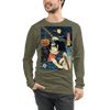 Halloween Samurai Joker Japanese Ukiyo-e Unisex Long Sleeve Tee - Military Green / S