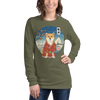 Dog Shiba Inu Funny Japanese Ukiyo-e Unisex Long Sleeve Tee - Military Green / S