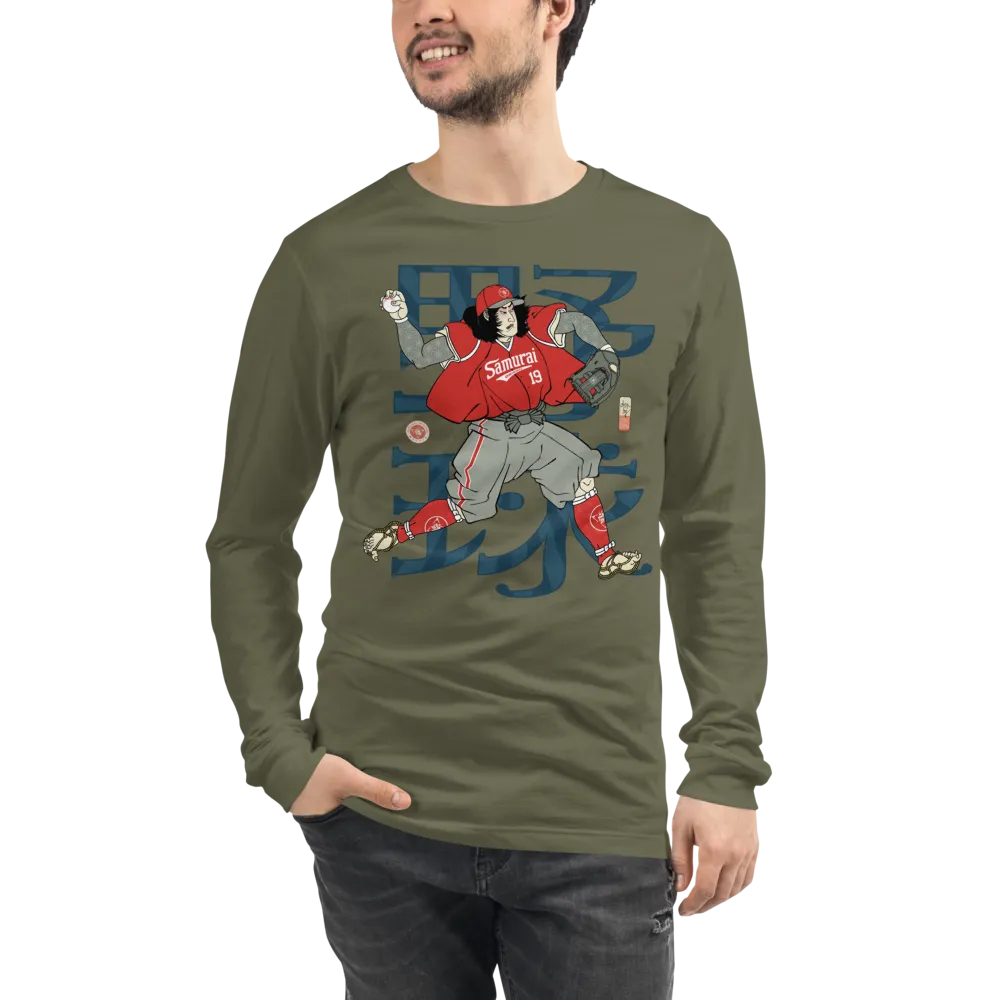 Samurai Baseball Player 3 Sport Ukiyo-e Unisex Long Sleeve Tee - Samurai Original