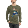 Disc Dog Samurai Japanese Ukiyo-e Unisex Long Sleeve Tee - Military Green / S