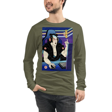 Samurai Gamer 2 Streamer Ukiyo-e Unisex Long Sleeve Tee - Samurai Original