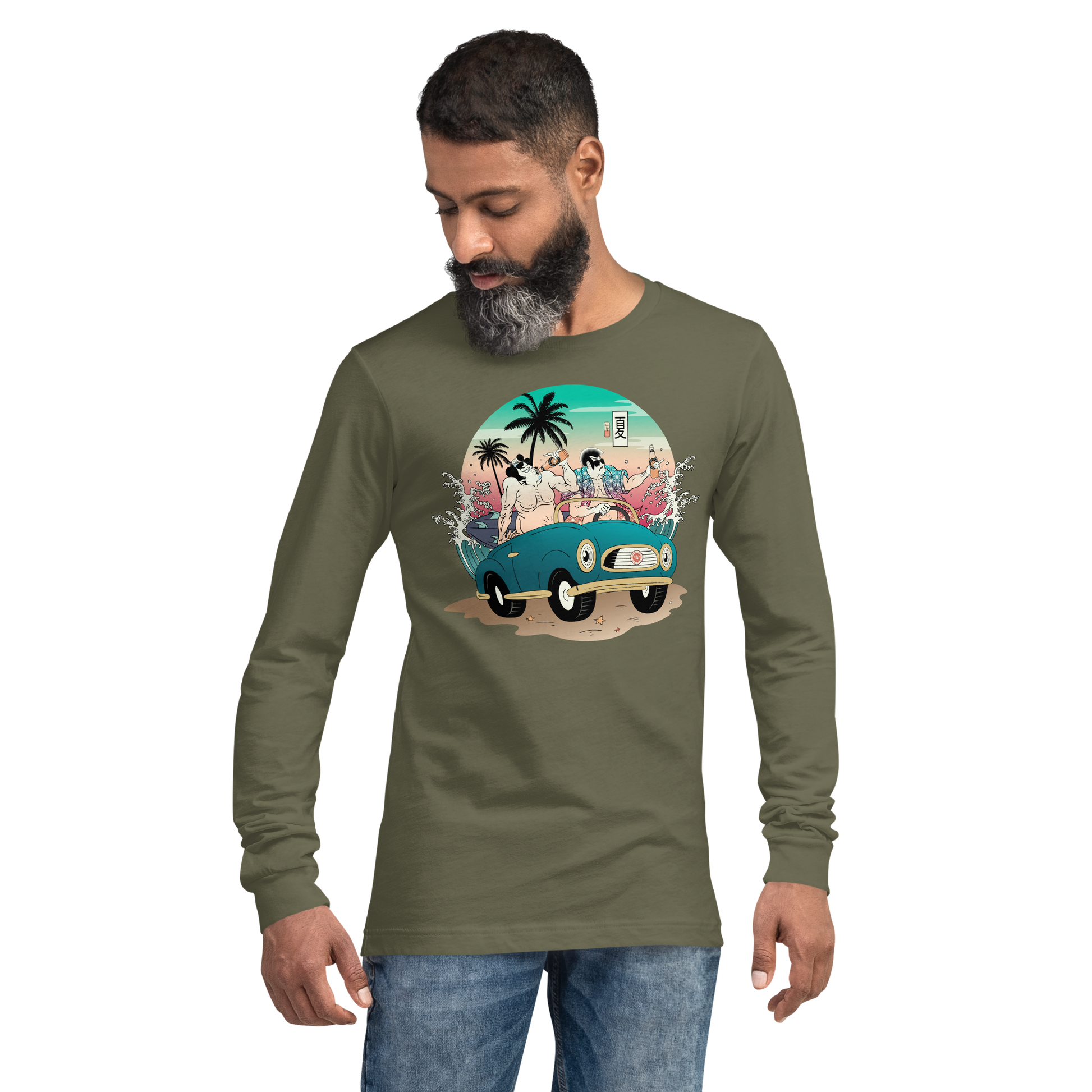 Samurai and Summer Party Ukiyo-e Unisex Long Sleeve Tee - Samurai Original