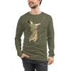 Geisha Golf Player Japanese Ukiyo-e Unisex Long Sleeve Tee - Military Green / S