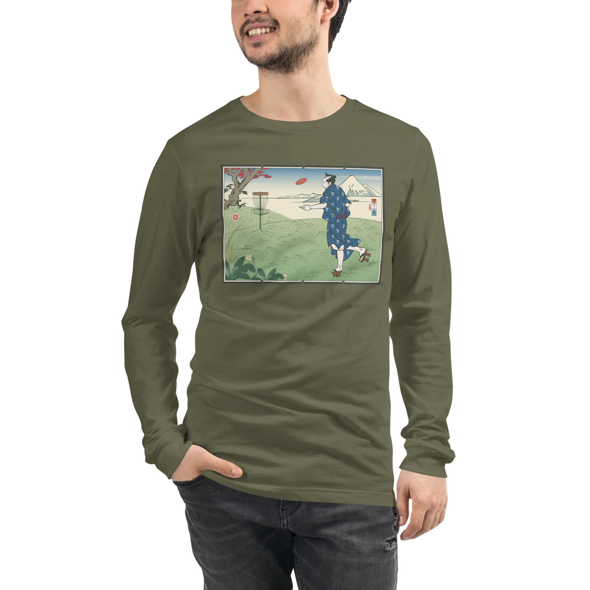 Samurai Disc Golf Ukiyo-e Unisex Long Sleeve Tee - Samurai Original