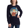 Dog Shiba Inu Funny Japanese Ukiyo-e Unisex Long Sleeve Tee - Navy / S