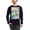 Dog Akita Funny Japanese Ukiyo-e Unisex Long Sleeve Tee - Navy / S