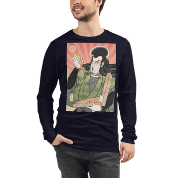 Samurai & Pizza Fast Food Japanese Ukiyo-e Unisex Long Sleeve Tee - Samurai Original