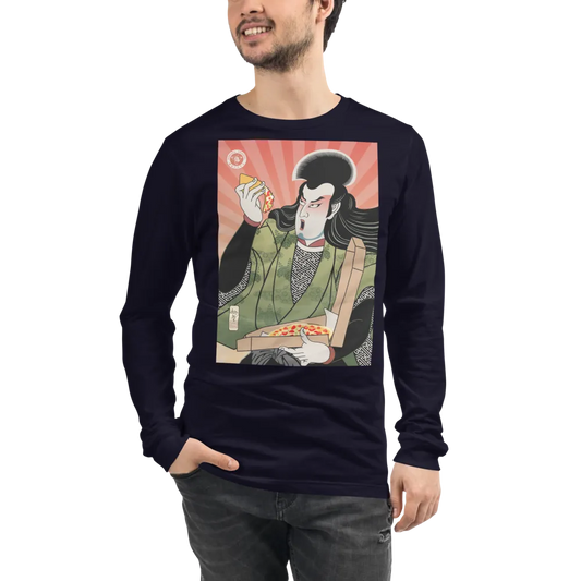 Samurai & Pizza Fast Food Japanese Ukiyo-e Unisex Long Sleeve Tee - Samurai Original