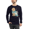 Golden Doodle Dog Funny Japanese Ukiyo-e Unisex Long Sleeve Tee - Navy / S