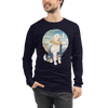 Golden Doodle Dog Funny Japanese Ukiyo-e Unisex Long Sleeve Tee 2 - Navy / S