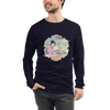 Geisha Groomer Japanese Ukiyo-e Unisex Long Sleeve Tee - Navy / S