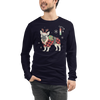 French Bulldog Funny Christmas Japanese Ukiyo-e Unisex Long Sleeve Tee - Navy / S