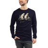 Cat Ride Funny Japanese Ukiyo-e Unisex Long Sleeve Tee - Navy / S