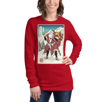 Samurai Santa Claus Merry Christmas Ukiyo-e Funny Unisex Long Sleeve Tee