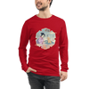 Geisha Groomer Japanese Ukiyo-e Unisex Long Sleeve Tee - Red / S