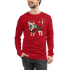 French Bulldog Funny Christmas Japanese Ukiyo-e Unisex Long Sleeve Tee - Red / S