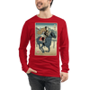 Samurai Horse Racing Ukiyo-e Unisex Long Sleeve Tee - Red / S