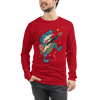 Frog Guitar Bass Funny Japanese Ukiyo-e Unisex Long Sleeve Tee - Red / S