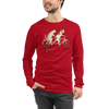 Cat Ride Funny Japanese Ukiyo-e Unisex Long Sleeve Tee - Red / S