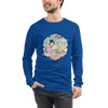 Geisha Groomer Japanese Ukiyo-e Unisex Long Sleeve Tee - True Royal / S