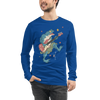 Frog Guitar Bass Funny Japanese Ukiyo-e Unisex Long Sleeve Tee - True Royal / S