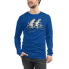 Cat Ride Funny Japanese Ukiyo-e Unisex Long Sleeve Tee - True Royal / S