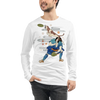 Disc Dog Samurai Japanese Ukiyo-e Unisex Long Sleeve Tee - White / S