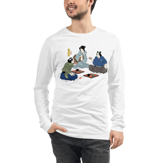 Samurai Drinking Sake Ukiyo-e Unisex Long Sleeve Tee