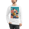 Samurai Bitcoin Mining Ukiyo-e Unisex Long Sleeve Tee - White / S