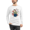 Cat Samurai Funny Ukiyo-e Japanese Unisex Long Sleeve Tee - White / S