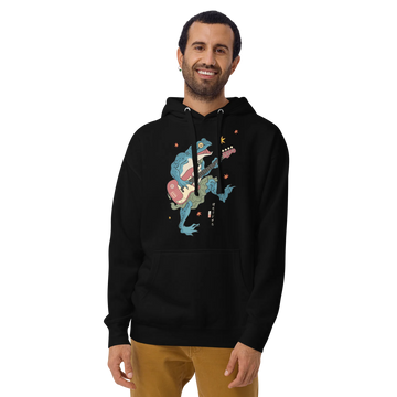 Frog Guitar Bass Funny Japanese Ukiyo-e Unisex Hoodie - Black / S