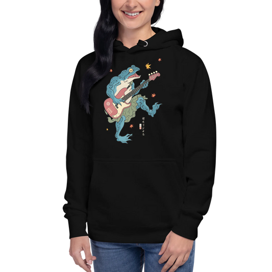 Frog Guitar Bass Funny Japanese Ukiyo-e Unisex Hoodie -