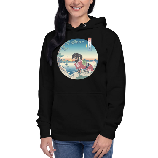 Dachshund Dog Funny Japanese Ukiyo-e Unisex Hoodie -