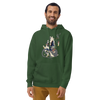 Cat and Mouse Funny Japanese Ukiyo-e Unisex Hoodie - Forest Green / S